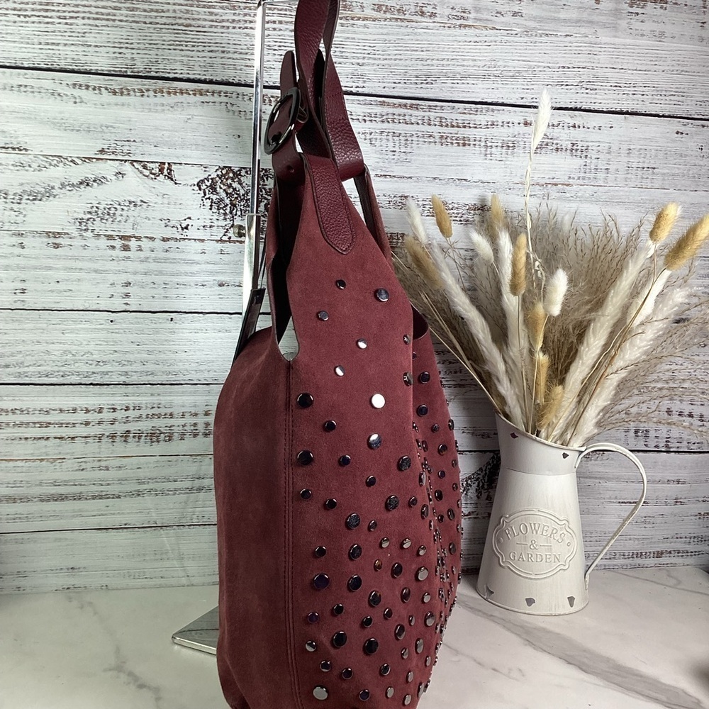 DKNY WES COLLECTION STUDDED BOHO SUEDE BAG OXBORDâ SHOULDER HOBO PURS⊠- Picture 8 of 16